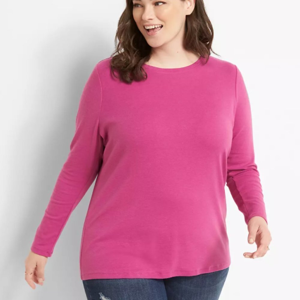 Lane Bryant Women's Plus Size Long-Sleeve Ribbed Knit Tee - 26/28